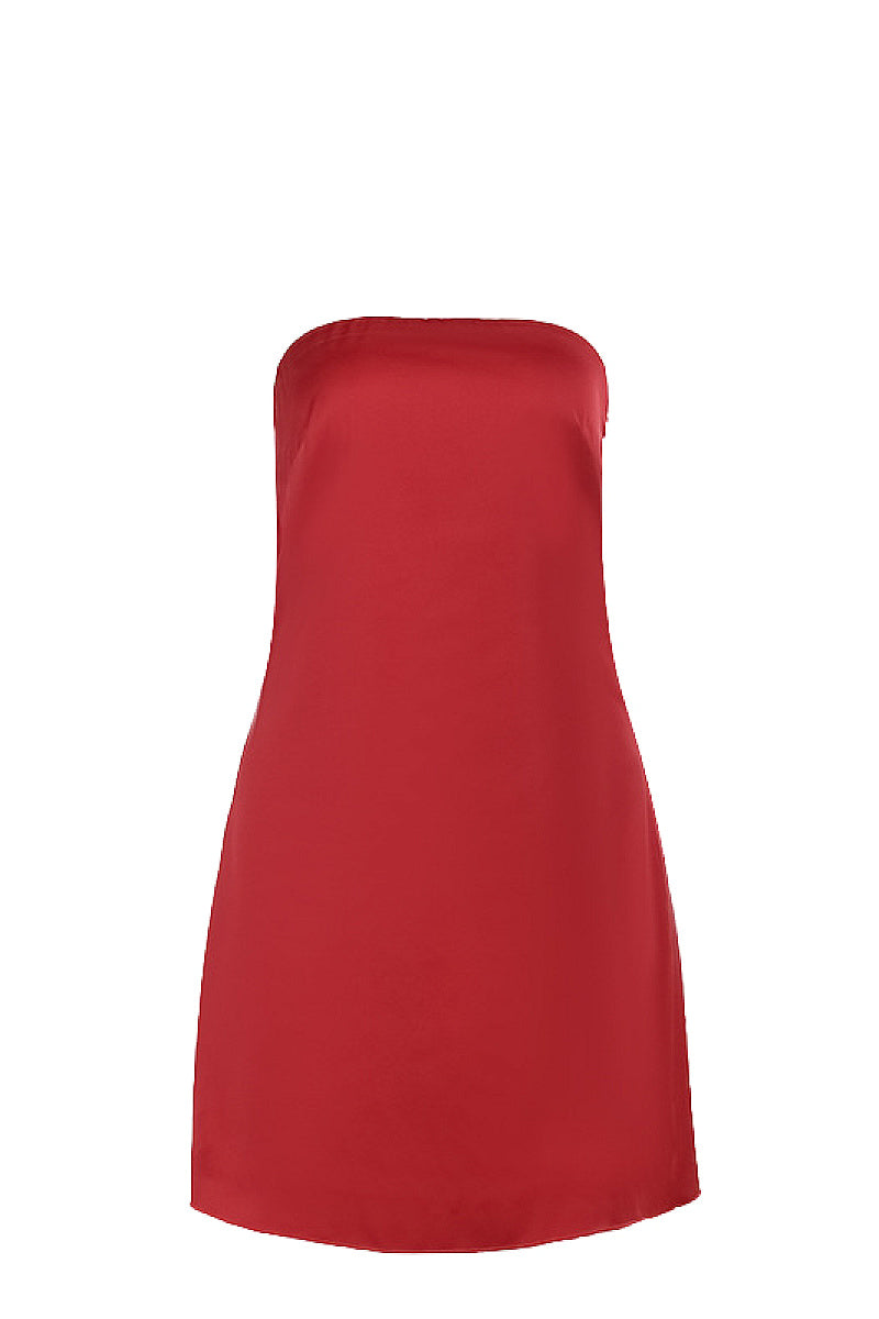 Elegant Strapless Satin Mini Dress
