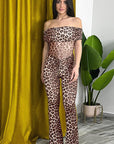 Summer Leopard Print One-Shoulder Jumpsuit
