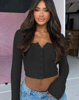 Fresh Style Casual Knit Cardigan Long Sleeve Top