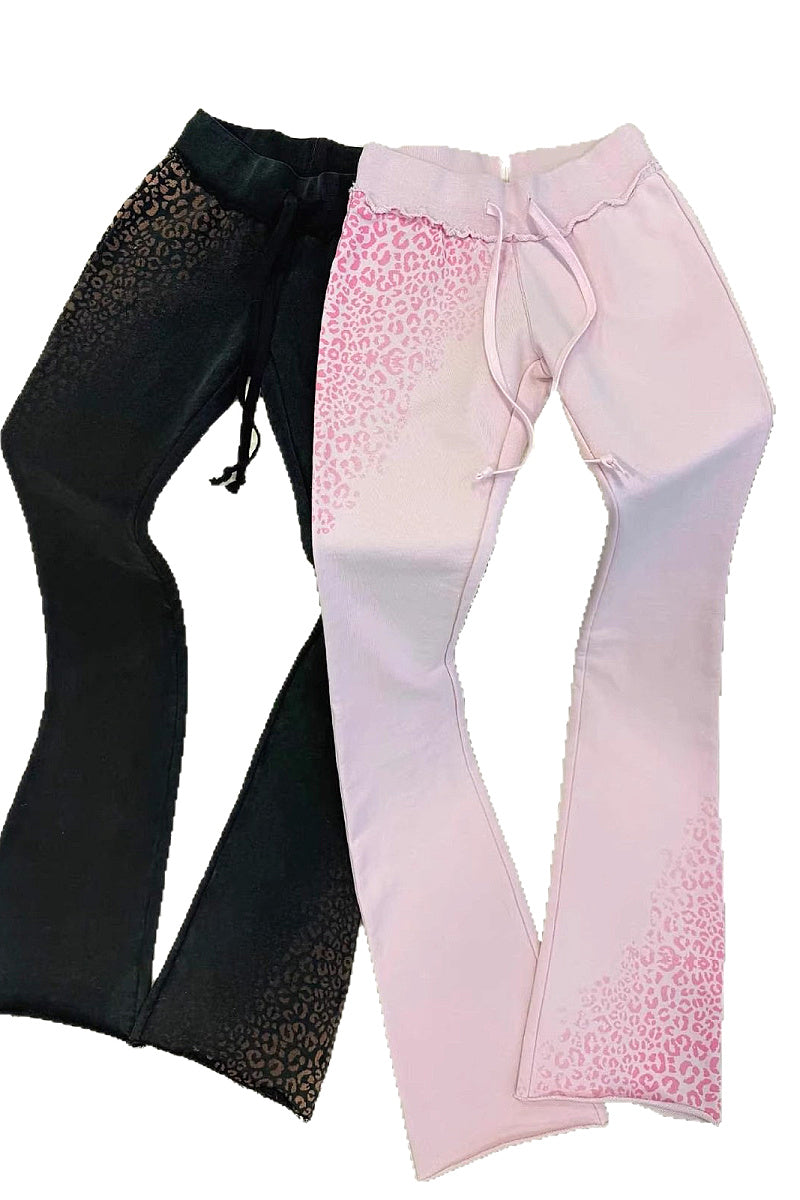 Trendy Pink Hooded Sweatshirt and High-Waisted Pants Set