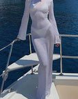 Elegant Long Sleeve Beach Dress for Summer