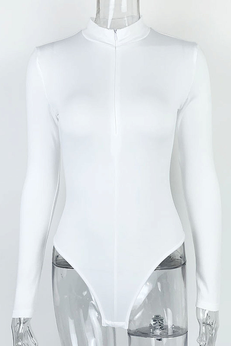 Spring Women's Sexy Slim Fit Zipper Bodysuit