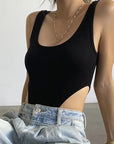 Summer Women's Sexy Slim Fit Cotton U-Neck Bodysuit