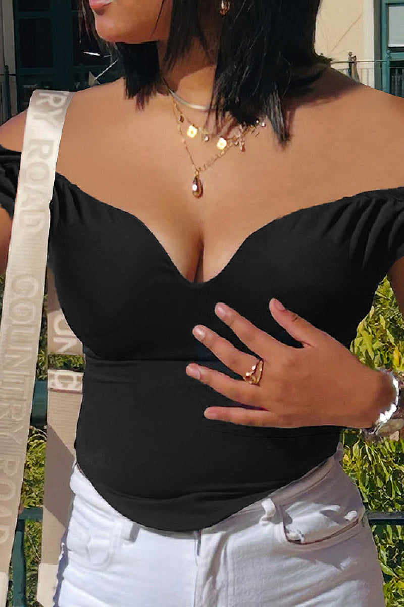 Sexy Off-Shoulder U-Neck Slim Fit Top