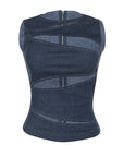 Summer Women's Sexy Hollow Denim Vest Top
