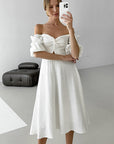 Elegant Lantern Sleeve A-Line Dress