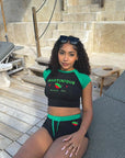 Summer Women's Short Sleeve Embroidered T-Shirt Set