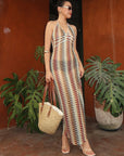 Stylish V-Neck Sleeveless Striped Dress