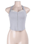 Lace Panel Buttoned Waist Top