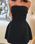 Solid Color Strapless A-Line Dress for Women
