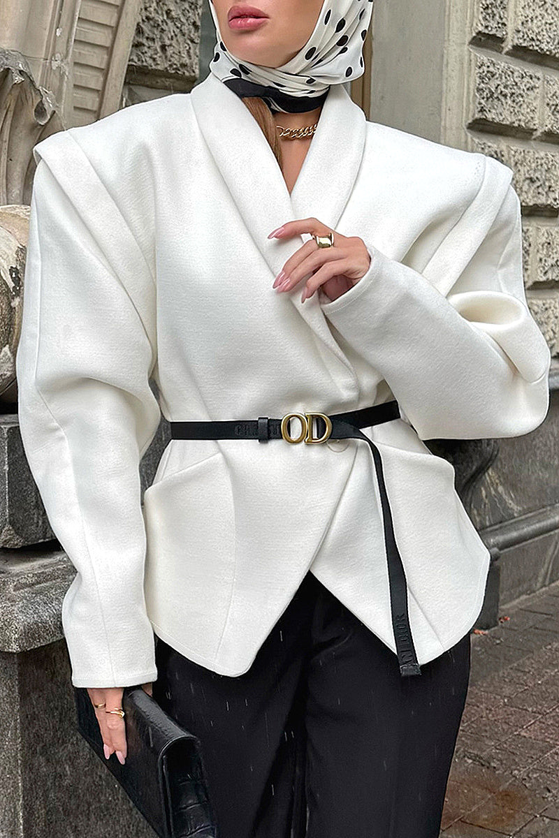 Chic White Woolen Coat for Women