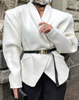 Chic White Woolen Coat for Women