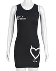 Stylish Sleeveless Heart Letter Bodycon Dress