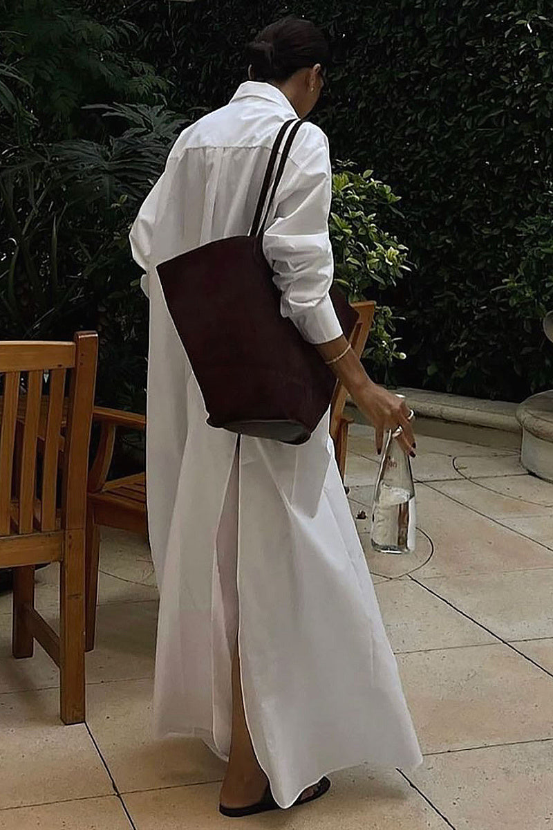 French Casual Loose Shirt Dress for Women
