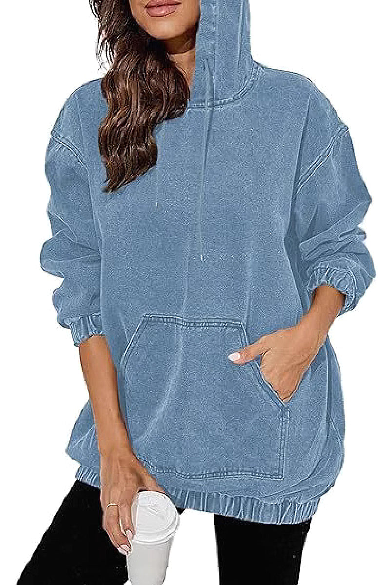 Vintage Washed Hooded Sweatshirt for Casual Wear