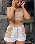 Color Block Casual Shorts for Women