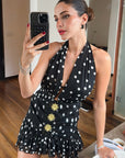 Sexy Polka Dot Deep V Dress for Summer