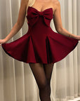 Chic Strapless Bowknot Mini Dress for Women