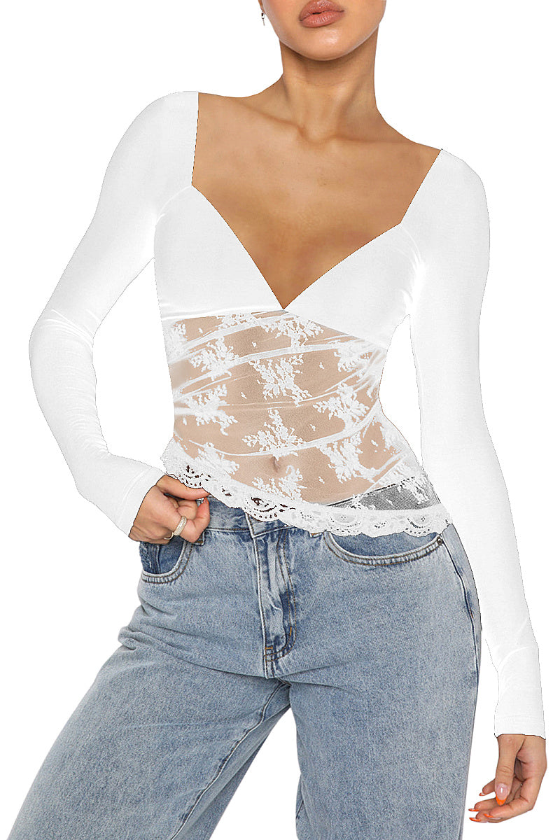 New Lace Patchwork Sexy Top for Women