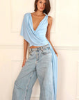 Fashionable Irregular Loose Deep V-Neck Top