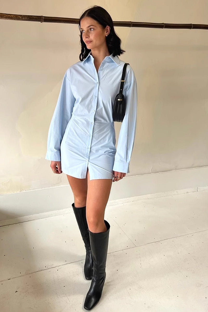 Fashionable Women's Long Sleeve Shirt Dress