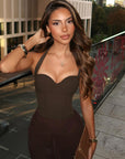 Stylish Halter Neck Slim Fit Vest Set