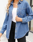 Loose-Fit Long Sleeve Denim Shirt for Women