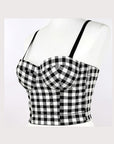 Sexy Adjustable Strap Plaid Sports Bra