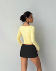 Ruffled Long Sleeve Waist Tie Top