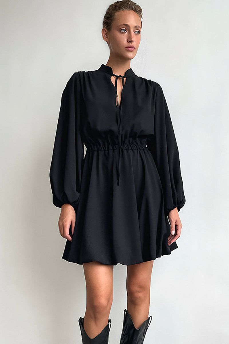 Chic Commuter V-Neck A-Line Dress