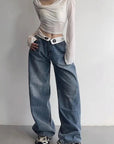 Retro Y2K Low Waist Distressed Denim Pants