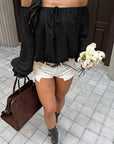 Loose Fit Lantern Sleeve Off Shoulder Top