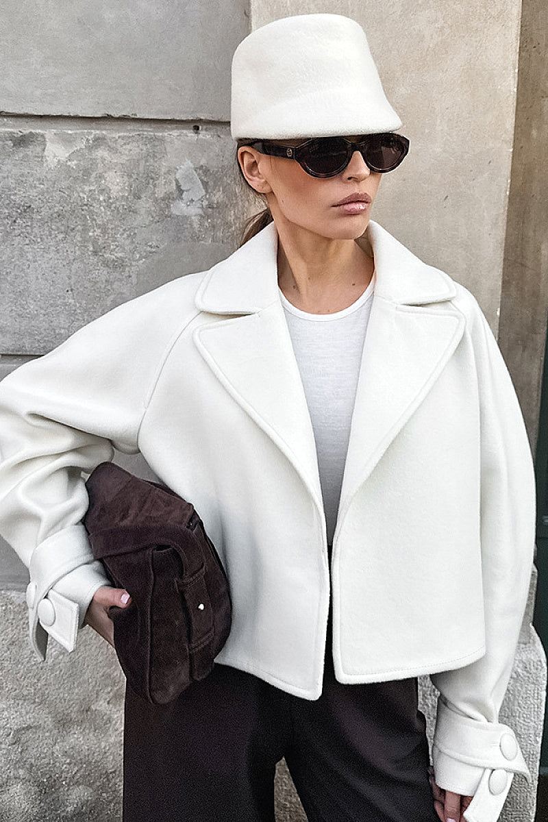 Stylish Women's Woolen Blazer with Lapel