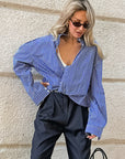 French Blue Striped Shirt for Women