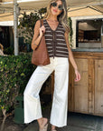 New Striped Knitted Vest with Bow for Women