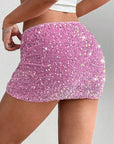 Fashionable Sequin Velvet Mini Skirt for Women
