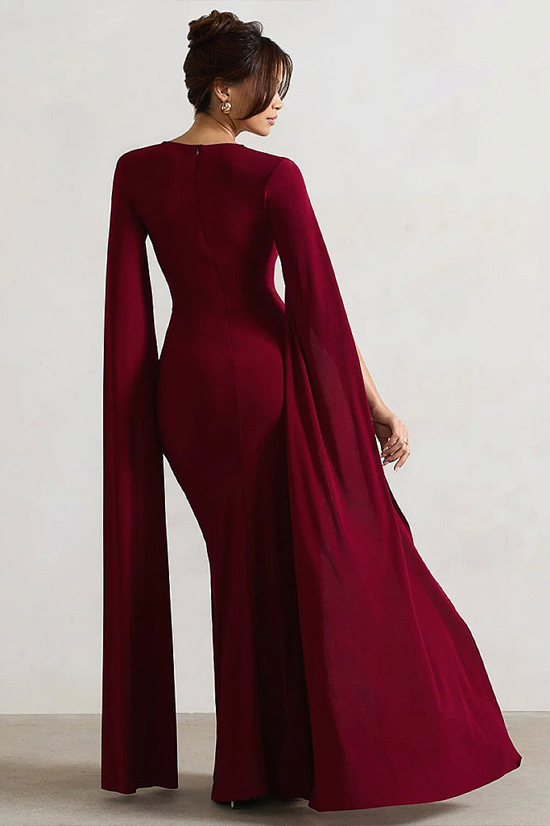 Elegant Long Sleeve Maxi Dress with Square Neck