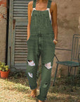 Trendy Women's Denim Overalls with Distressed Wash