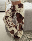 Loose Fit Printed Fleece Pants for Women
