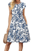 White with Blue Flowers