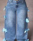 Y2K Butterfly Knot Denim Pants for Women