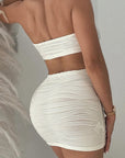 Summer Striped Backless Crop Top Skirt Set