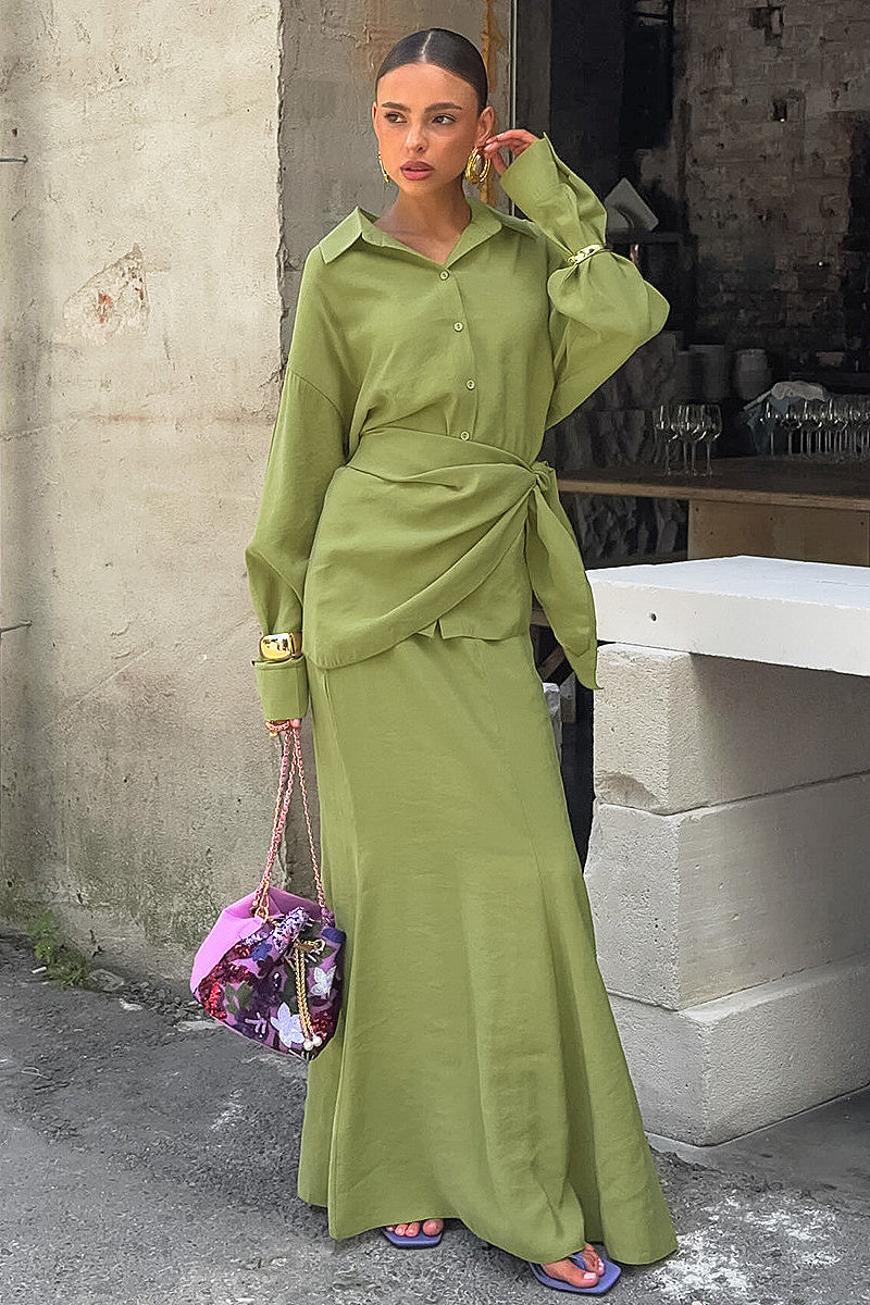 Elegant Beige French Long Dress Set for Women