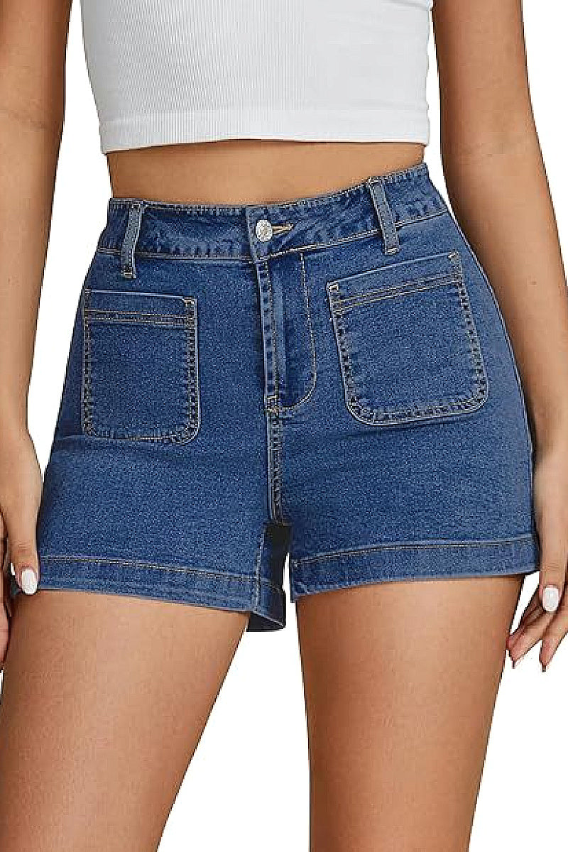 High Elasticity Denim High-Waisted Shorts