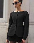 Chic Black Long Sleeve Blazer Dress Set