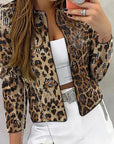 Women's Leopard Print Sequin Long Sleeve Blazer