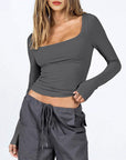 Women's Slim Fit Long Sleeve U-Neck Top