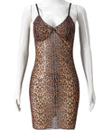 New Leopard Print Bodycon Dress with V-Neck