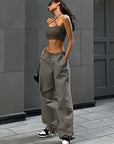 Casual Drawstring Waist Cargo Pants for Women