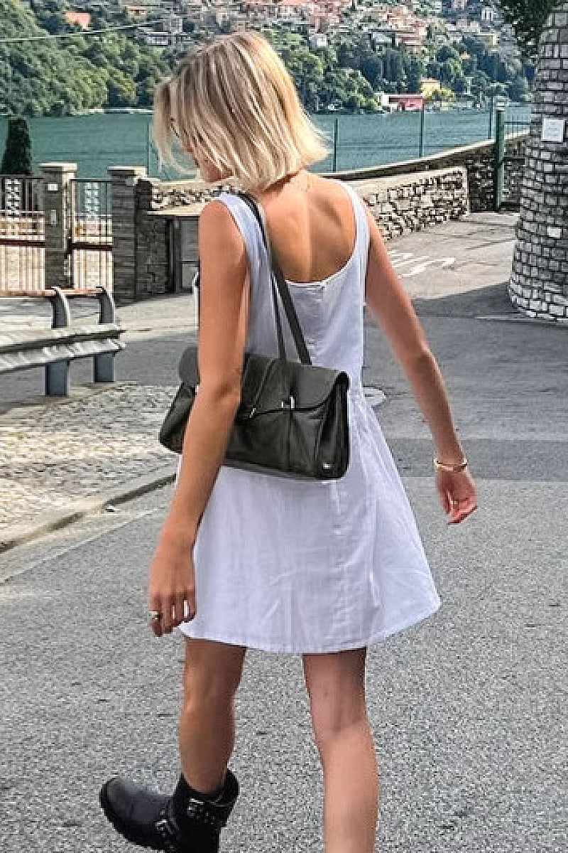 Summer Casual White Cotton Linen Dress